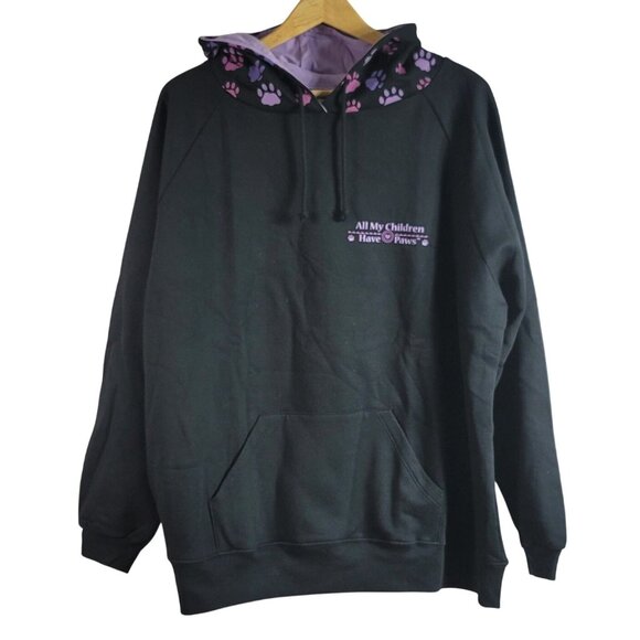 The Animal Rescue Site Pullover Sweatshirt Black 3X Hoodie Long Sleeve Paw Print - Picture 1 of 7